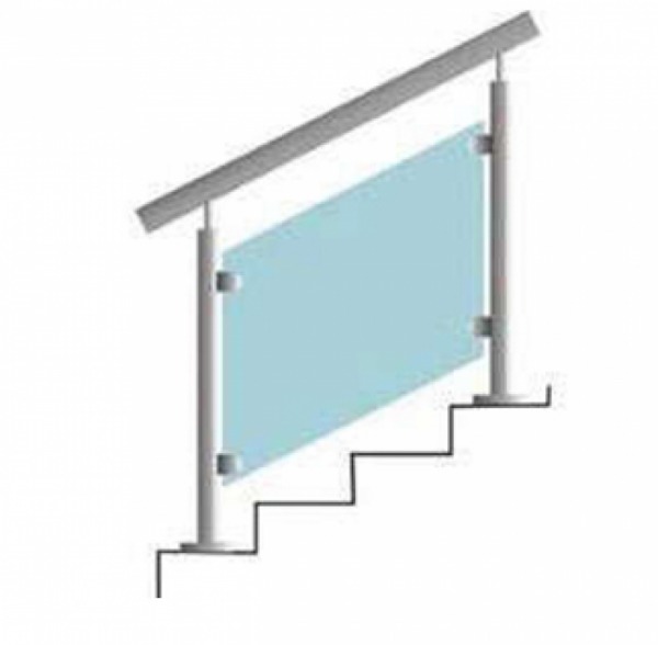 эскиз ограждения из стекла для лестниц и стойками через 2 ступени фото 2